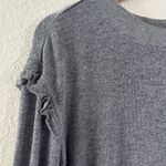 Tahari  Gray Crew Neck Sweater ruffle shoulder sleeves Photo 2