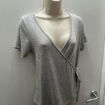 Caution to the Wind Asymmetrical Self-tie Gray Top Photo 4