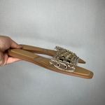 ZARA ‎ Studded Clear Strap Square Toe Tan Sandals Slides Size 39 Photo 2