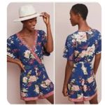 Farm Rio  for Anthropologie Estelle Floral Jersey Romper Vacation Jersey Travel M Photo 1