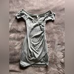 MAY PINK Gray Scoop Neck Bodycon Wrap Mini Dress Women’s Sz S EUC Photo 3