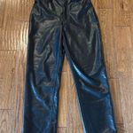 Abercrombie & Fitch ankle straight ultra high rise leg vegan leather black pant Photo 3