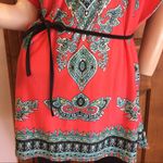 Coral Turquoise & Black Belted Tunic Dress Size M Photo 5