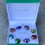 Artisian Glass Pure Silver Plated Womens Costume Bracelet Rhinestones Colorful Green Photo 0