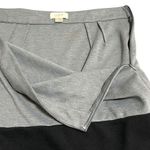 Loft SIZE 8 Gray Jersey Knit Black Stripe Side Zip A-Line Short Skirt Photo 5