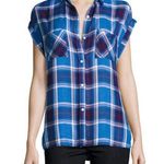 Rails Britt Plaid Cap-Sleeve Shirt in Santorini Royal Photo 10