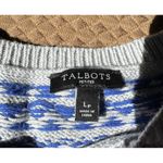 Talbots Talbot Winter Sweater Women Gray Blue Fair Isle Crew Neck Sz Lp Cotton Blend Photo 11