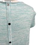 Market & Spruce Striped Tulip Sleeve Top Faux Button Back Blue Size MP NWT Photo 4