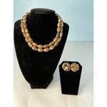 Vintage Vogue Necklace Clip On Earring Set Gold Tone Beaded Beachy Coastal Photo 0