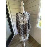 ZARA Long Sleeve Dress Peephole Tie Lightweight Black White Size L Photo 12