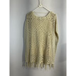 One World Womans  Medium Beige 2 Piece Pullover Crotchet Over Size Top Photo 1