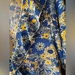 MELLODAY NWT  Floral Wrap Blouse in Blue and Yellow Photo 1