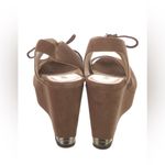 Jimmy Choo Nayeem Suede Platform Strappy Wedge Sandals Khaki Brown sz 40 Photo 4