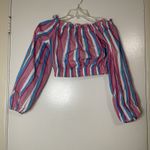 STAUD  Fair off-the-shoulder multi color striped stretch-cotton poplin crop top S Photo 1