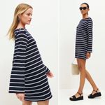 Reformation  Junia Knit Tee Shirt Dress Nautical Navy/White Stripe - Size Small Photo 2