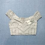 Free People NWT Turning Heads Eyelet Off The Shoulder Crop Top Size XS in Stone Photo 2