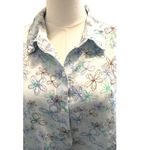 J. Jill 100% Linen Blouse Blue Floral Button Up Coquette Boho Womens Sz L Casual Size L Photo 1