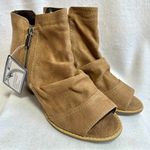 White Mountain  Gemini Booties Women's 8 8M Tan Open Toe Boots Shoes Chunky Heel Photo 0