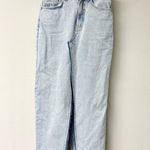 ZARA  High Waisted Raw Hem Denim Wide Leg Jeans Light Blue Women's Size XS Photo 0