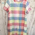 Foil Linen Gingham Rainbow Shift Dress Pink Size 10 Photo 0