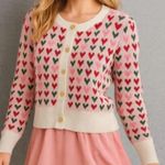 Jessica Simpson Ivory Cropped Heart Cardigan Romantic Feminine Valentine's Day Pink Size XS Photo 0