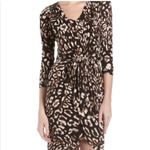BCBGMAXAZRIA Zaria Wrap Dress Leopard Print Tie Waist 3/4 Sleeve Size S Photo 2