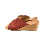 y2k vtg. Burgundy suede wedge mule sandals with wooden wedge heel size 8 Red Photo 1