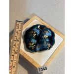 Handcrafted Ceramic Brooch Pin With Gold Leaf Accents & Artistic Blue Photo 7