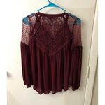 American Eagle Outfitters Burgundy Gauze Lace Top S Boho Coquette Girl Fairycore Purple Photo 3