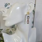 Boutique Tricolor Gold Paperclip Chain Link Drop Dangle Earringd Photo 5
