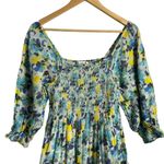 Love Shack Fancy Blue Capri Floral Print Smocked Square Neck Midi Dress Size XS Photo 6