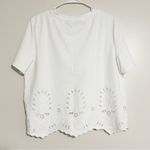Bagatelle  Collection White Embroidered Feminine Flirty Tee Shirt Cotton Top Photo 5