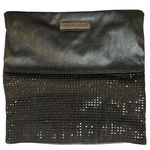 BCBGeneration  Black  Beaded Folded Soft Purse Clutch Handbag Photo 2