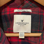 American Eagle SOLD Women’s  red plaid boyfriend style button down flannel, S Photo 2