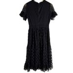Saloni Andie Black Polka Dot Mesh Short Sleeve Cocktail Midi Dress Size 6 Photo 13