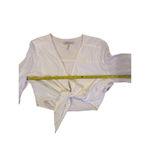 BCBGeneration  Women's Sheer Polka Dot Tie-Front Blouse White Size M Photo 6