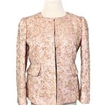 Red Valentino  Metallic Textured Boucle Peplum Jacket Shimmer Pink Tan IT 44 US 6 Photo 0