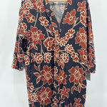 ZARA NWT  Basic Collection Womens Black Rust Floral 3/4 Sleeve V Neck Dress Small Photo 0