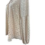Lavender Brown NEW  Metallic Dots Blouse Women S Sheer Nude Long Sleeve Boho Top Photo 3