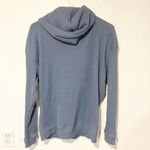 White Fox Boutique  Size Small/Medium Blue Ribbed Thermal Full Zip Up Hoodie Photo 4