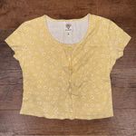 Self Esteem Y2K Yellow Daisy Floral Print Button Down Crop Top Photo 0