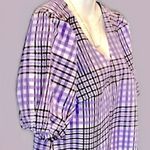 Anthropologie NWT MARE MARE Marsha Plaid Puff Sleeved V-Neck Tunic Blouse Sz Sml Photo 5