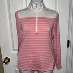 FOOTJOY Quarter Zip Pullover Top Size M Pink White Striped Long Sleeve Workout Size M Photo 8