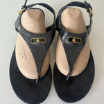 Ralph Lauren  Women’s Black Pu Leather Sling Back Thong Sandals Size 8 Photo 0