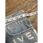 Givenchy Paris Denim Mini Skirt Raw Hem Distressed Logo Print Designer Photo 10