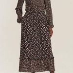 Fat Face Margot Pop Ditsy Floral Long Sleeve Midi Maxi Dress Black Multi US 12 Photo 0