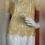 MINKPINK  Elegant Yellow and White Lace Top Size Small Photo 8