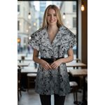 Cartise Ombré Wool Blend Belted Portrait Collar Blazer Dress Small Black Photo 15