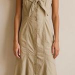 Vintage 90s My Michelle 100% Cotton Khaki Button Down Front Dress Tan Size M Photo 0