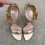 Alexander McQueen jeweled buckle gold leather high heel ankle strap sandal IT 40 Photo 7